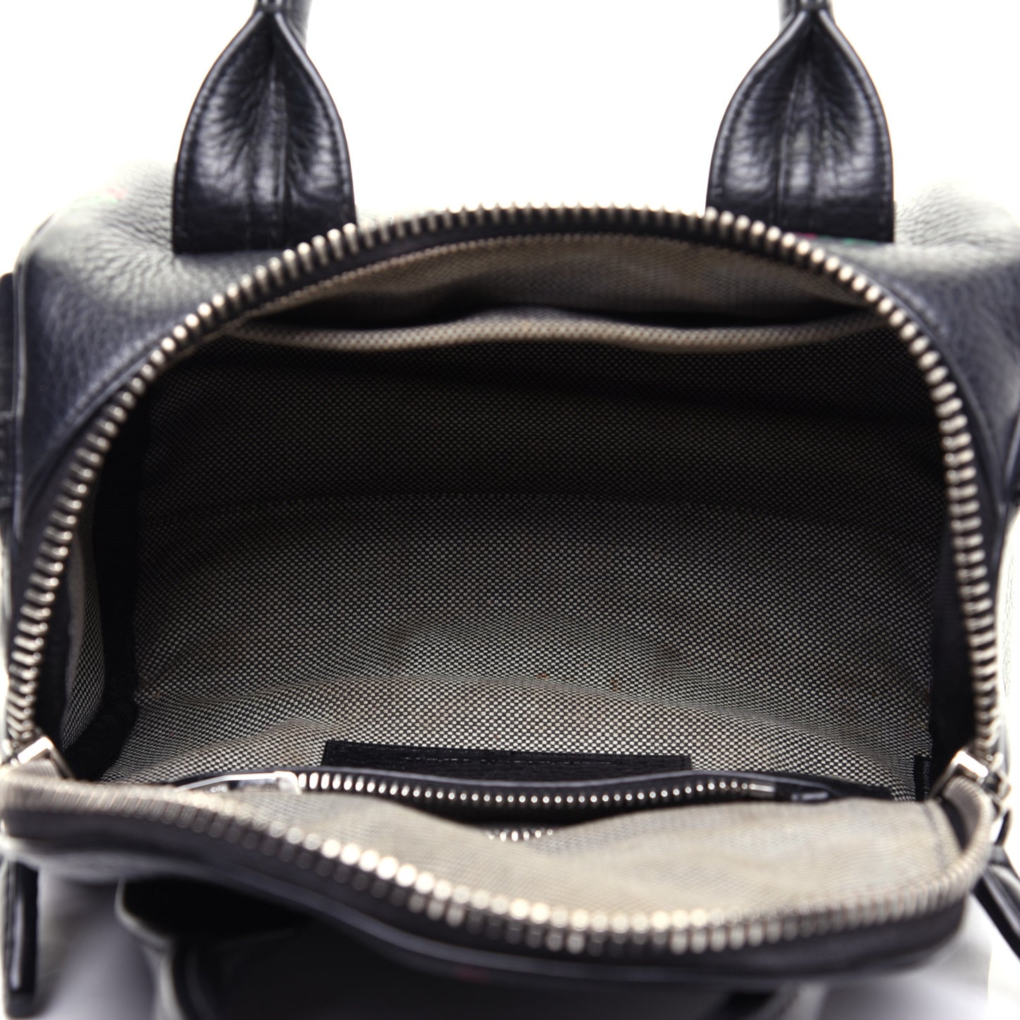 Pebbled Lambskin Rose Printed Mini Rockie Black Silver Hardware