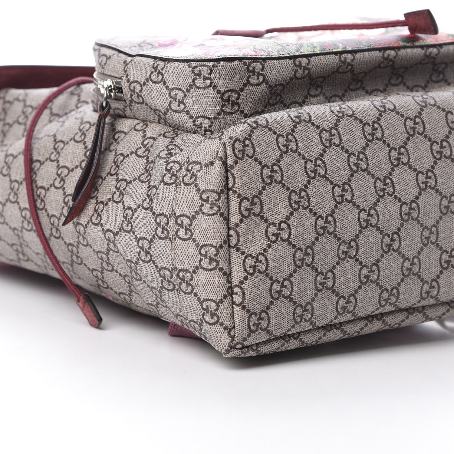 Gucci GG Supreme Monogram Blooms Medium Single Buckle Backpack Beige Multicolor Dry Rose 8 of 9