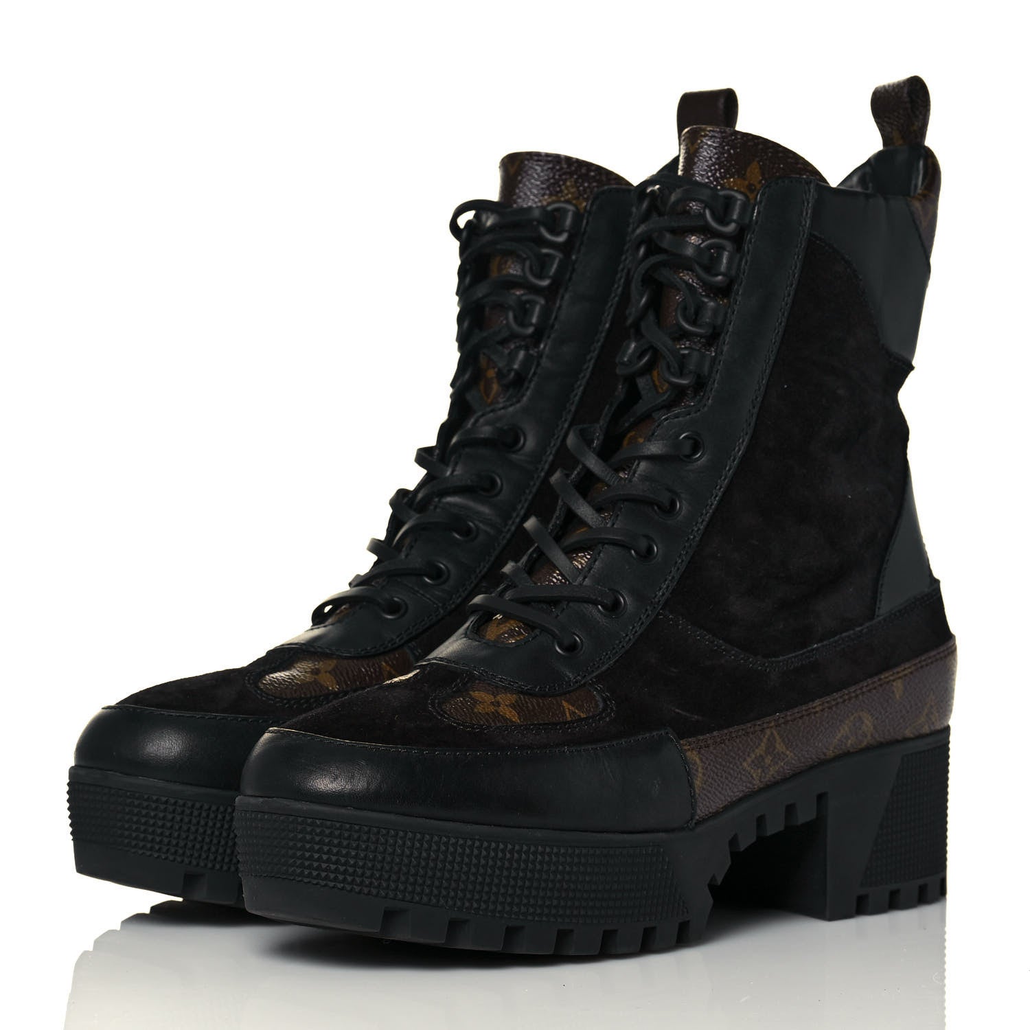 Louis Vuitton Suede Calfskin Monogram Laureate Platform Desert Boots 41 Black 3 of 7