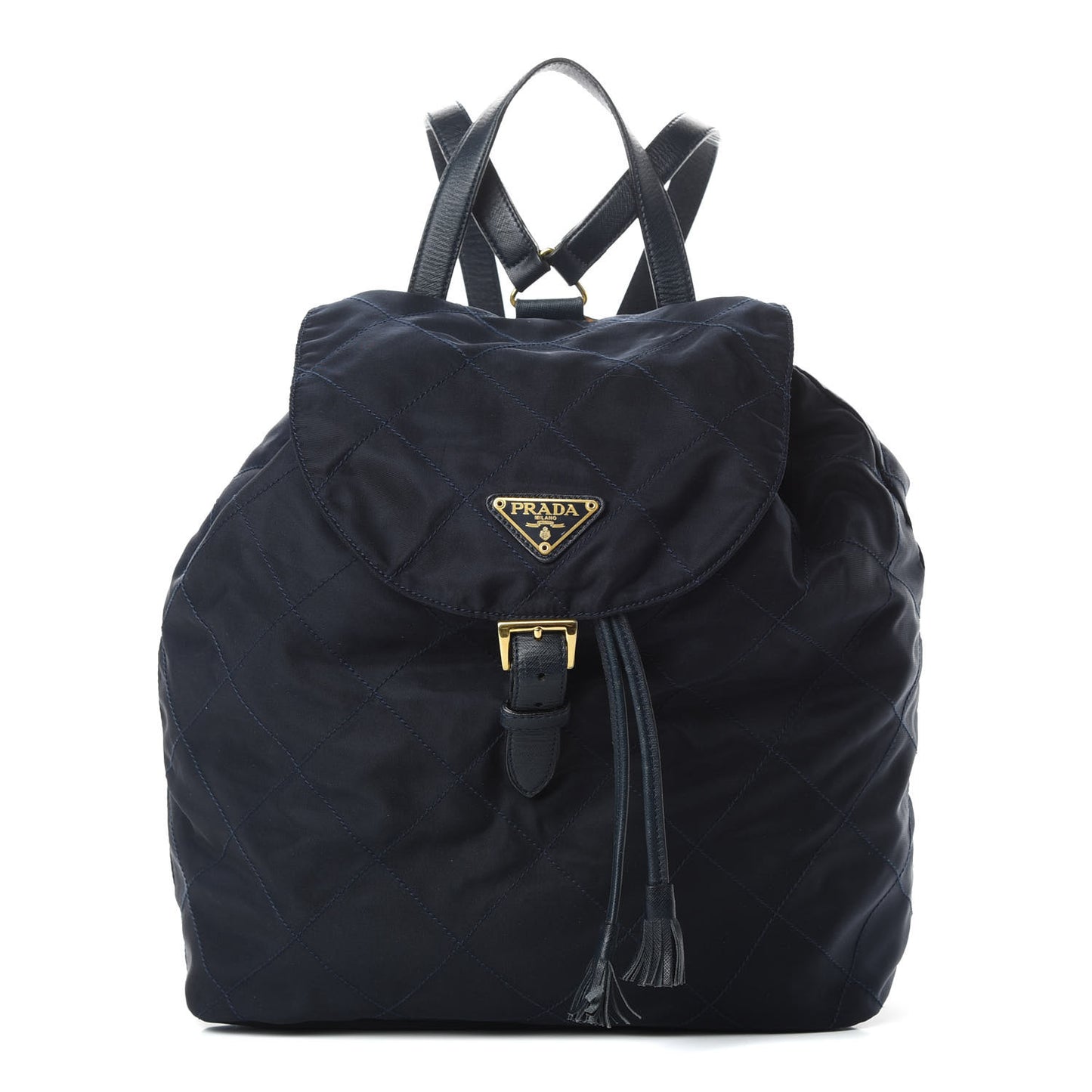 Tessuto Nylon Vela Quilted Chain Backpack Navy