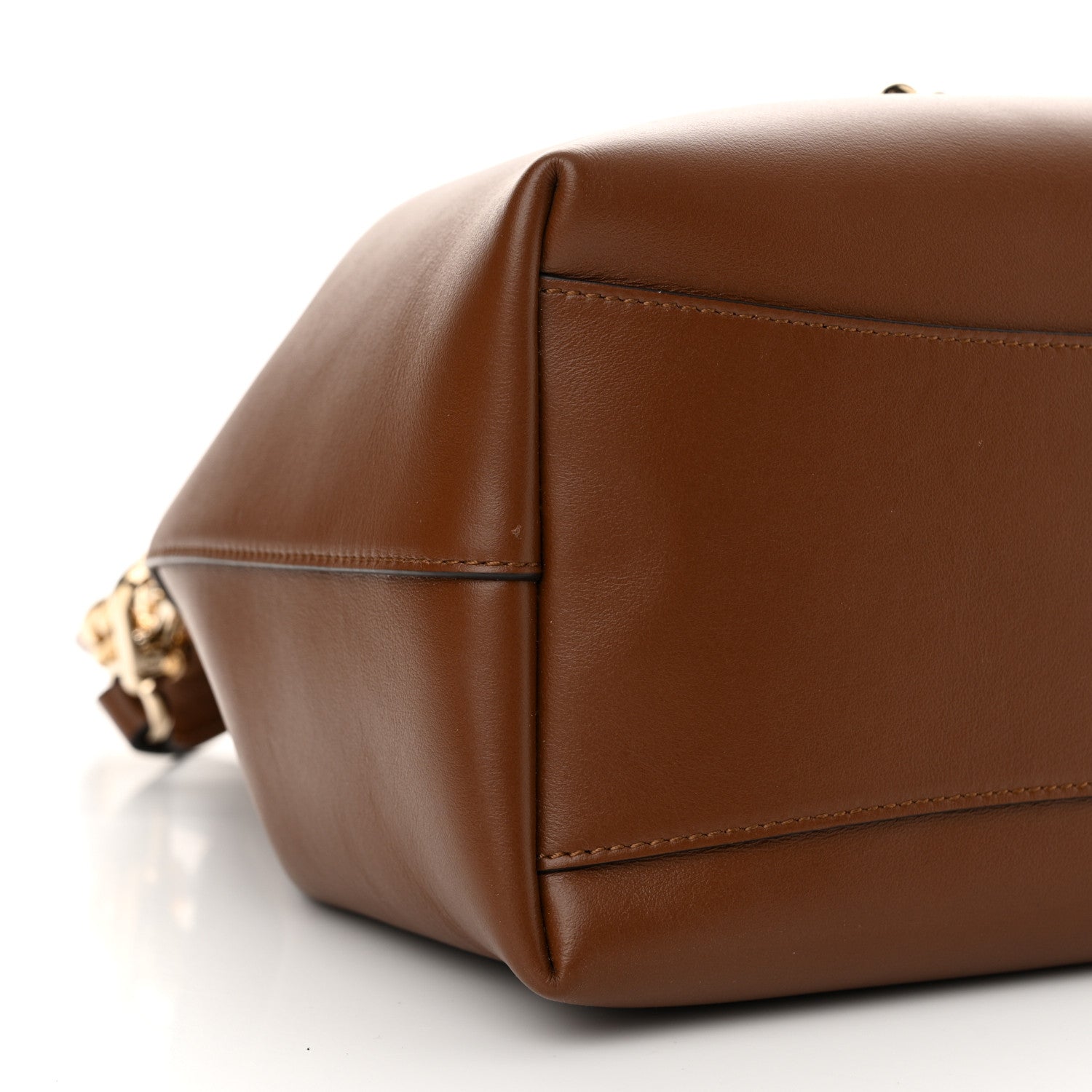 Jimmy Choo Smooth Shiny Calfskin Bon Bon Bucket Bag Dark Tan 8 of 11