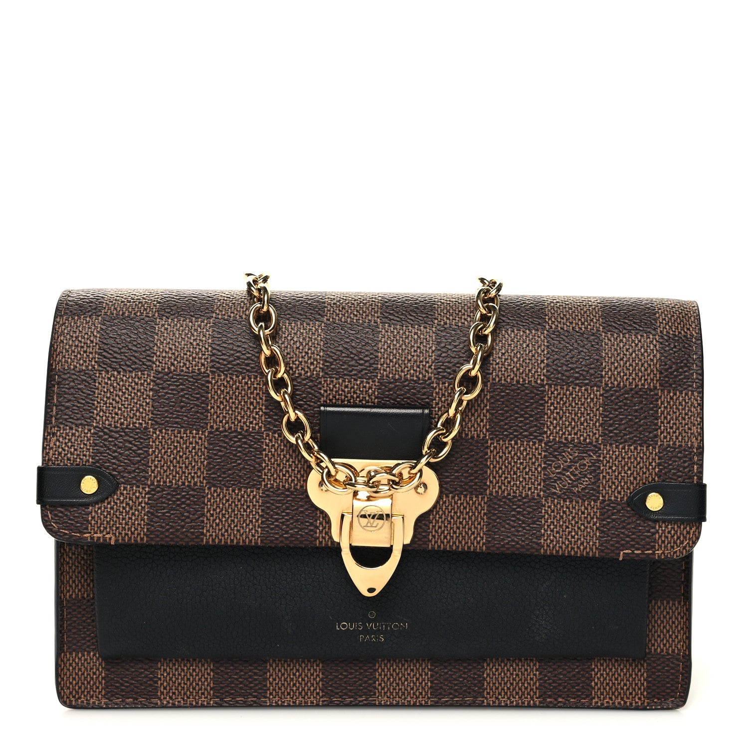 Louis Vuitton Damier Ebene Vavin Chain Wallet Black 1 of 12