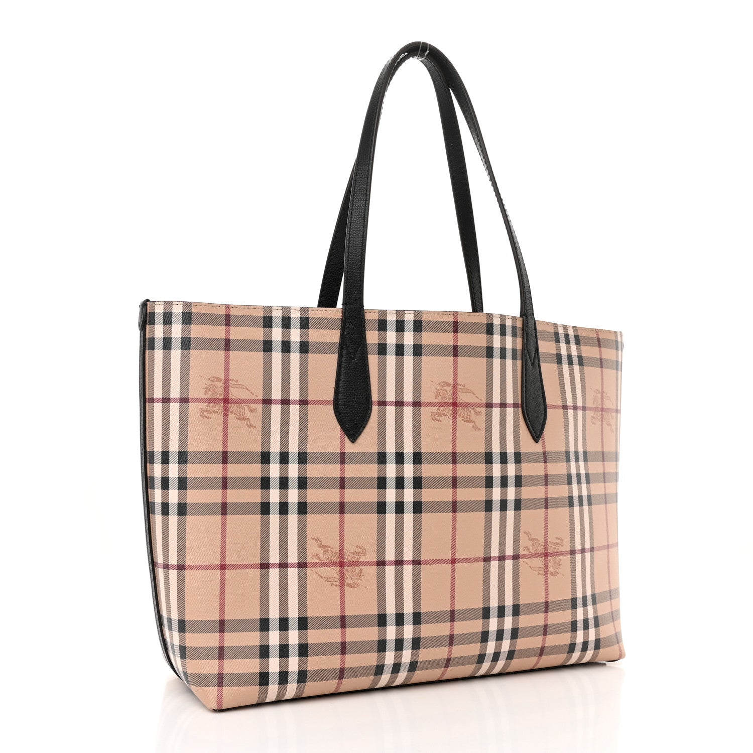 Burberry Grainy Calfskin Haymarket Check Medium Reversible Tote Black 3 of 10