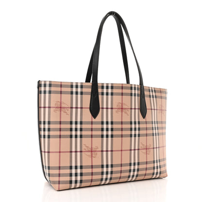 Burberry Grainy Calfskin Haymarket Check Medium Reversible Tote Black 3 of 10