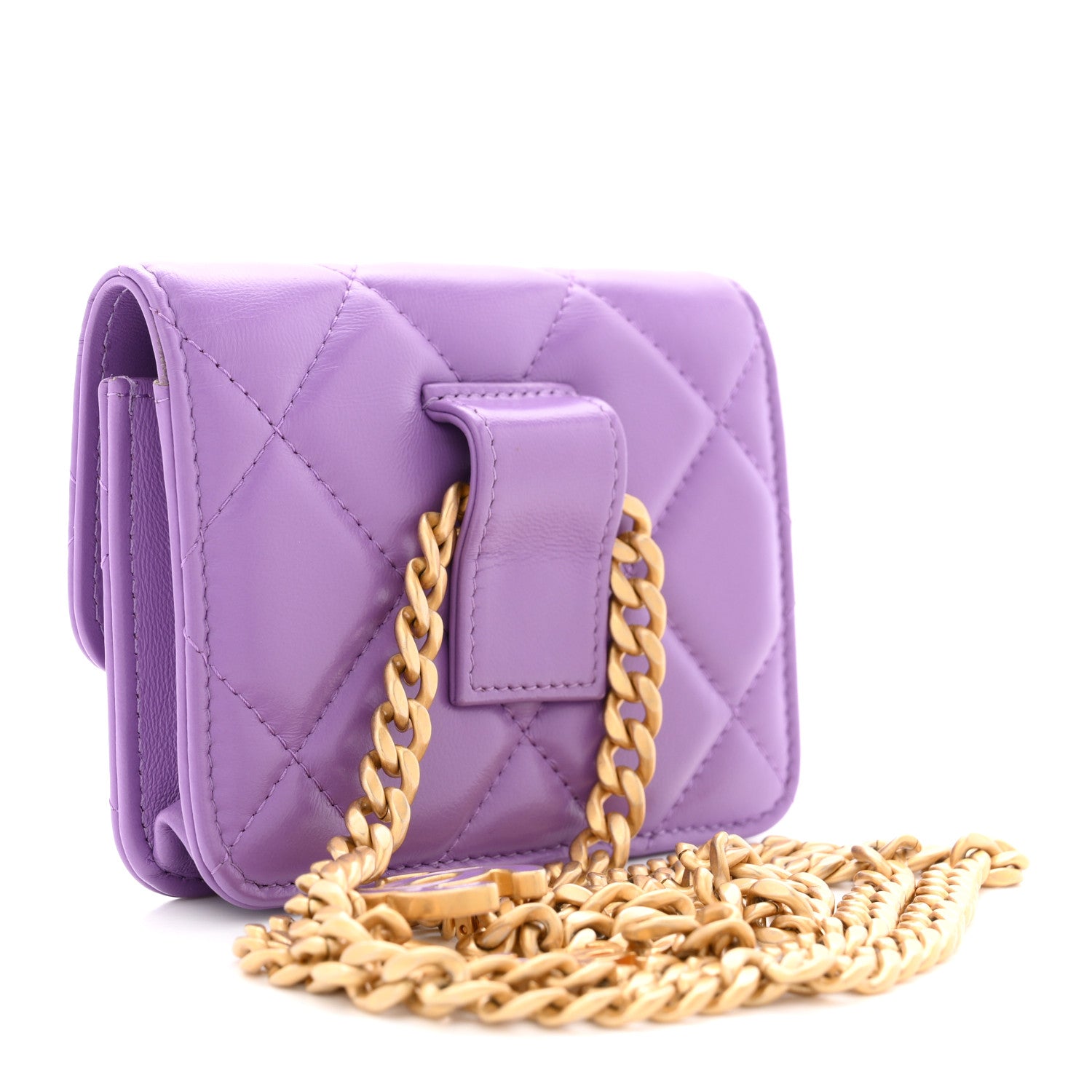 Chanel Lambskin Enamel Quilted Pending CC Flap Belt Bag Purple 3 of 10