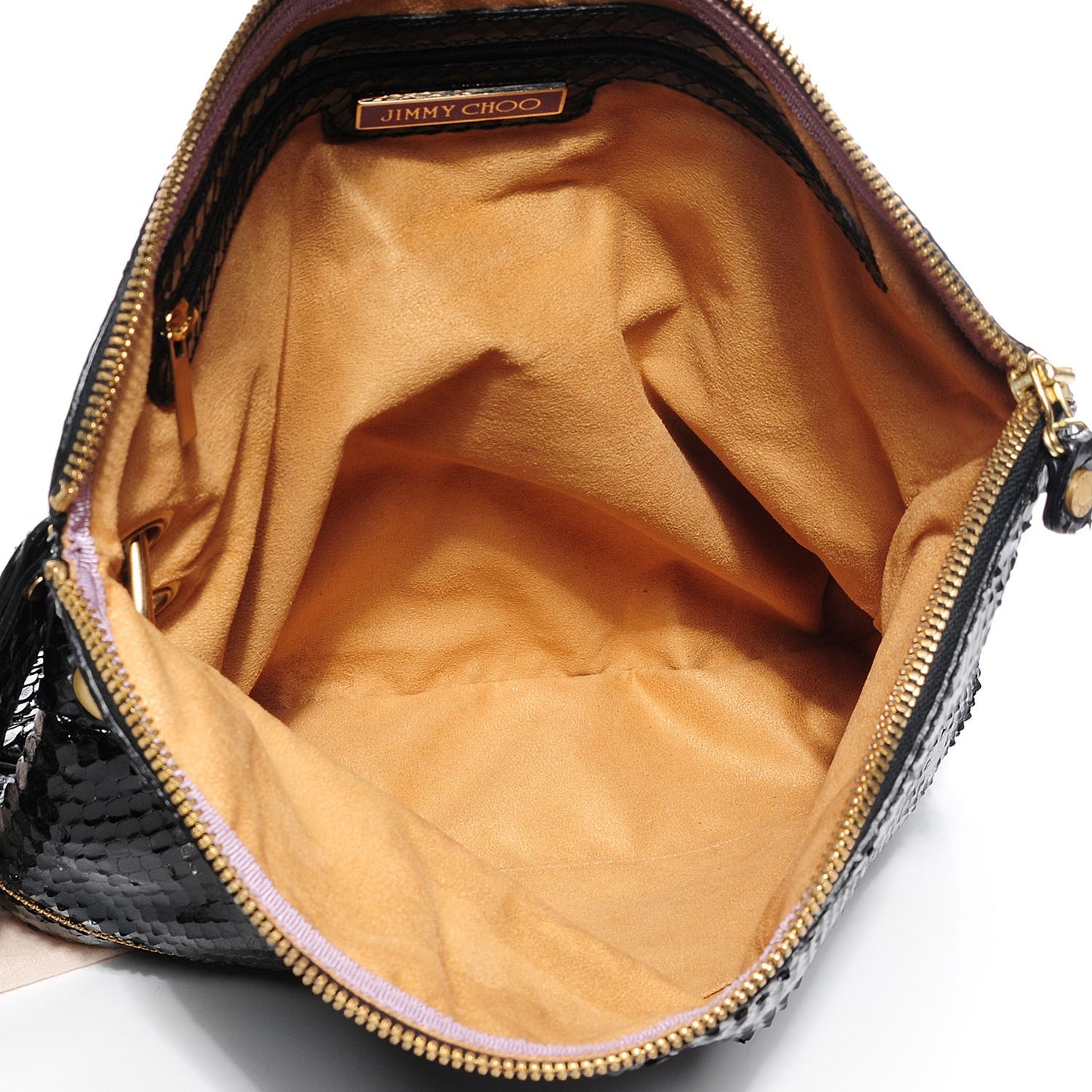 Snakeskin Marin Foldover Clutch Black