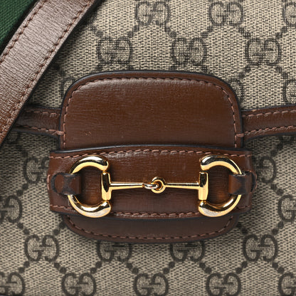 Gucci GG Supreme Monogram Azalea Calfskin Web Mini Horsebit 1955 Shoulder Bag Beige Ebony Brown Sugar 8 of 19