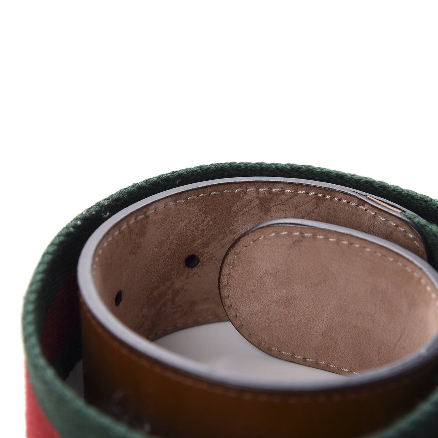 Nylon Calfskin Double G Web 40mm Belt 90 36 Green Red Cuir