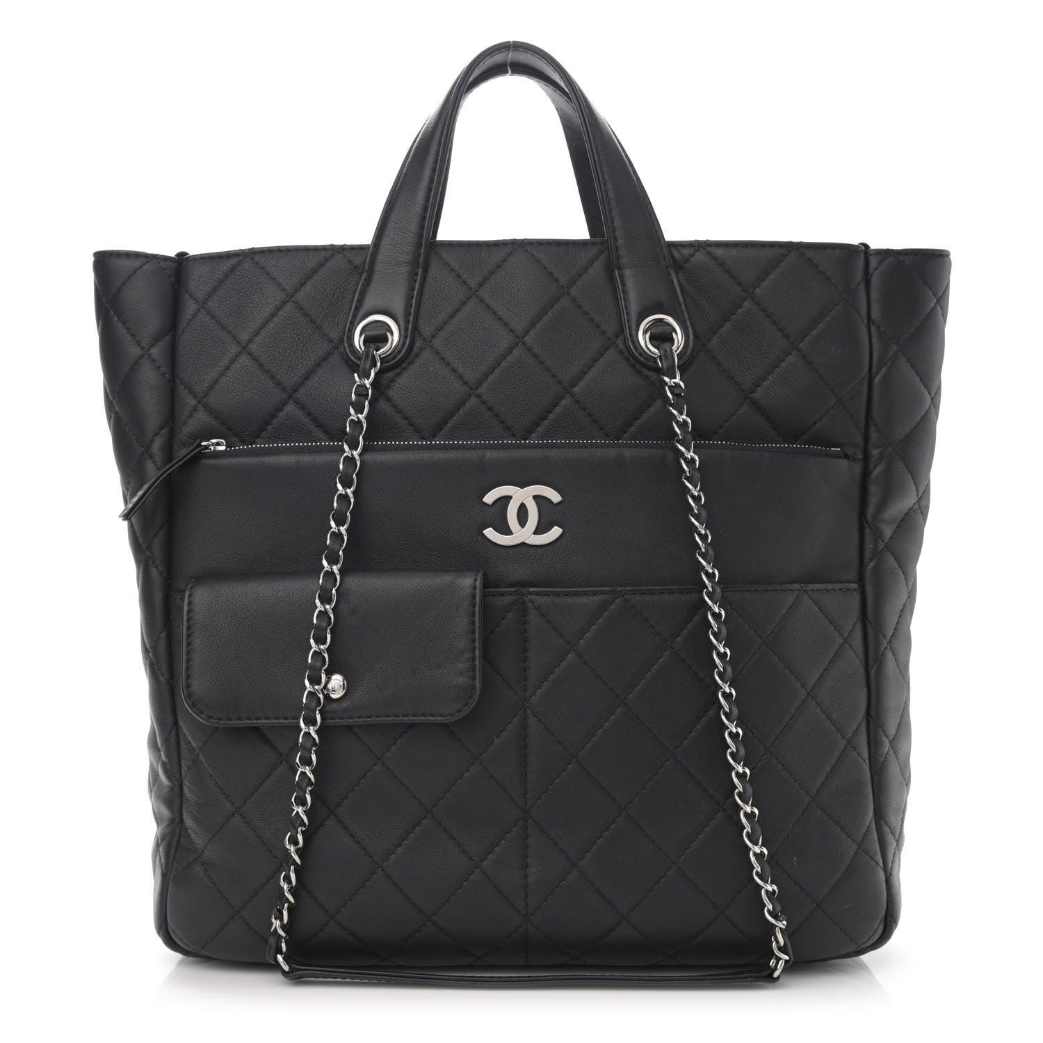 Chanel Calfskin Quilted Ultra Pocket Shopping Tote Black 1 of 13