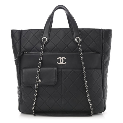 Chanel Calfskin Quilted Ultra Pocket Shopping Tote Black 1 of 13