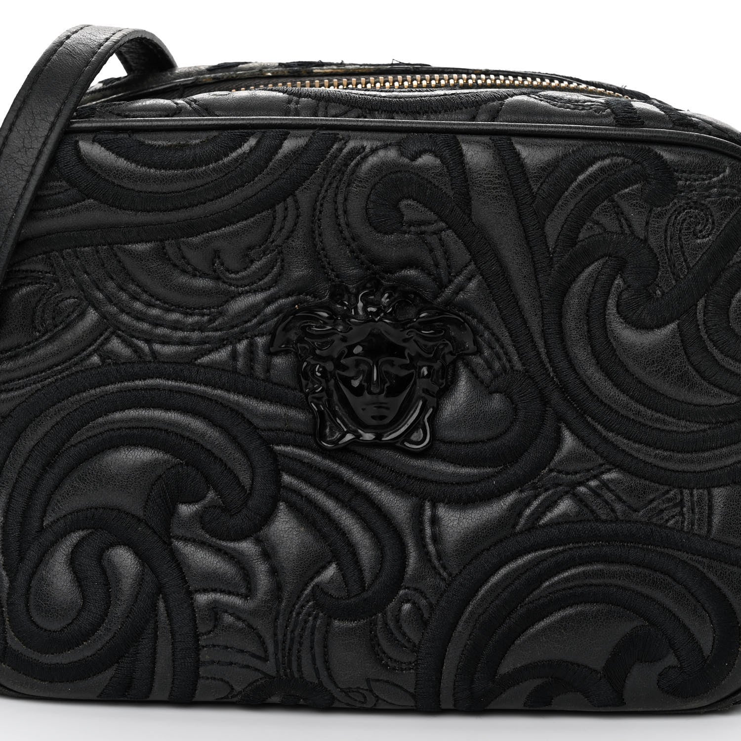 Versace Nappa Embroidered Baroque Palazzo Camera Bag Black 7 of 14