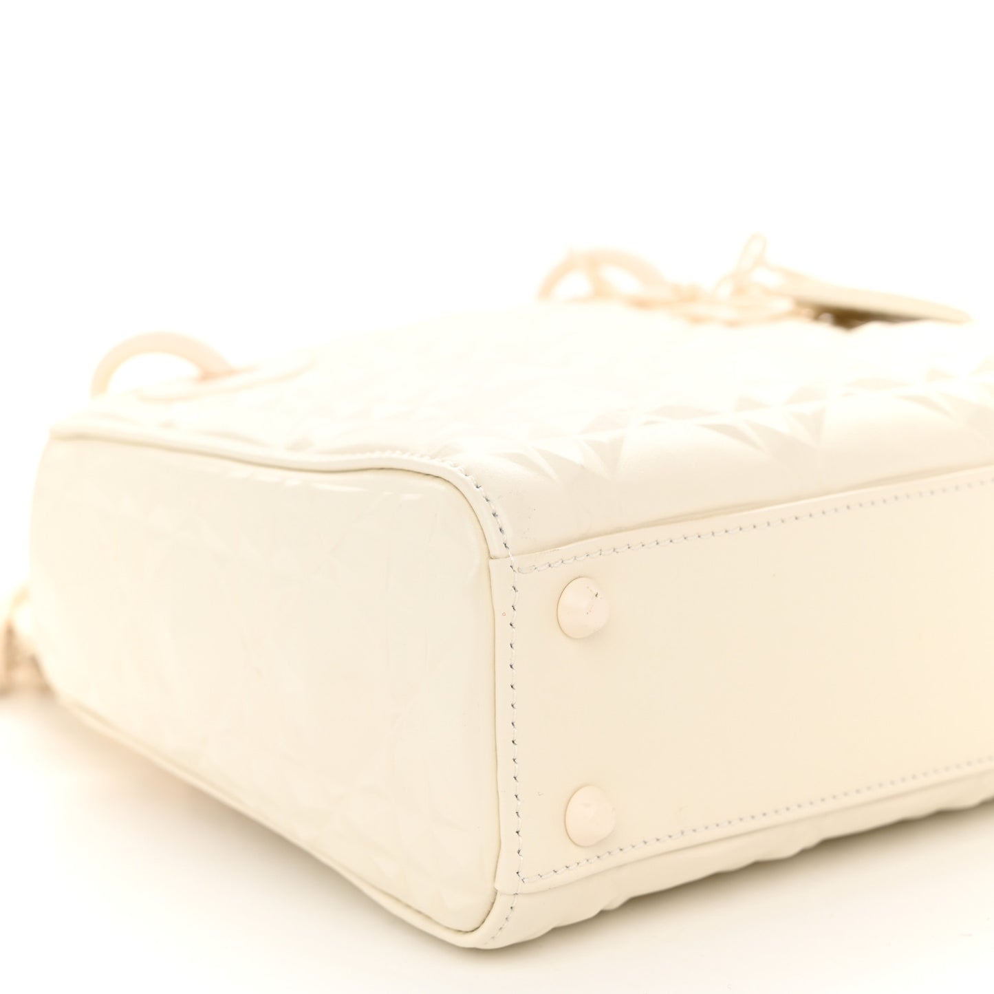 Calfskin Cannage Diamond Mini Lady Dior White