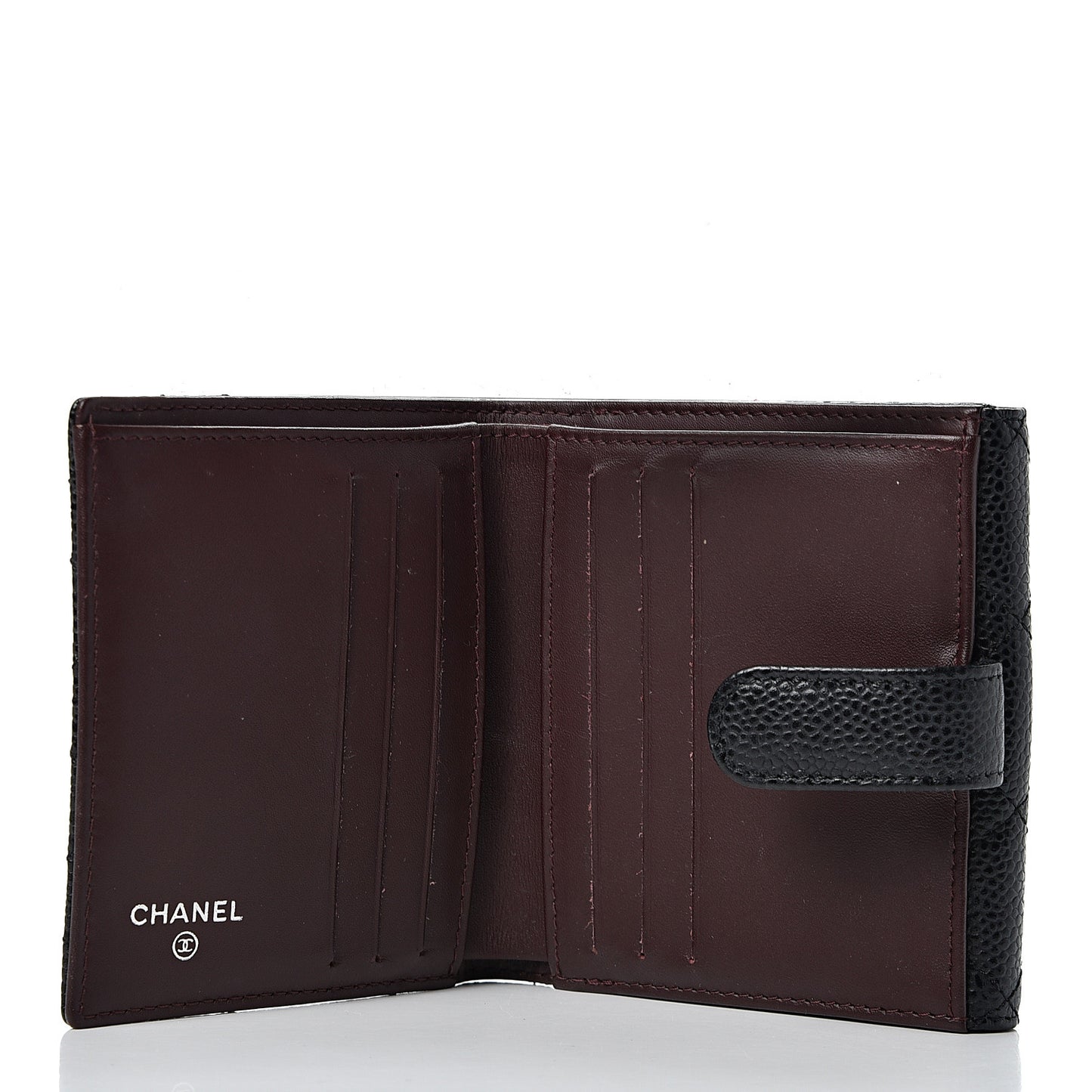 Caviar Quilted Compact French Flap Wallet Black