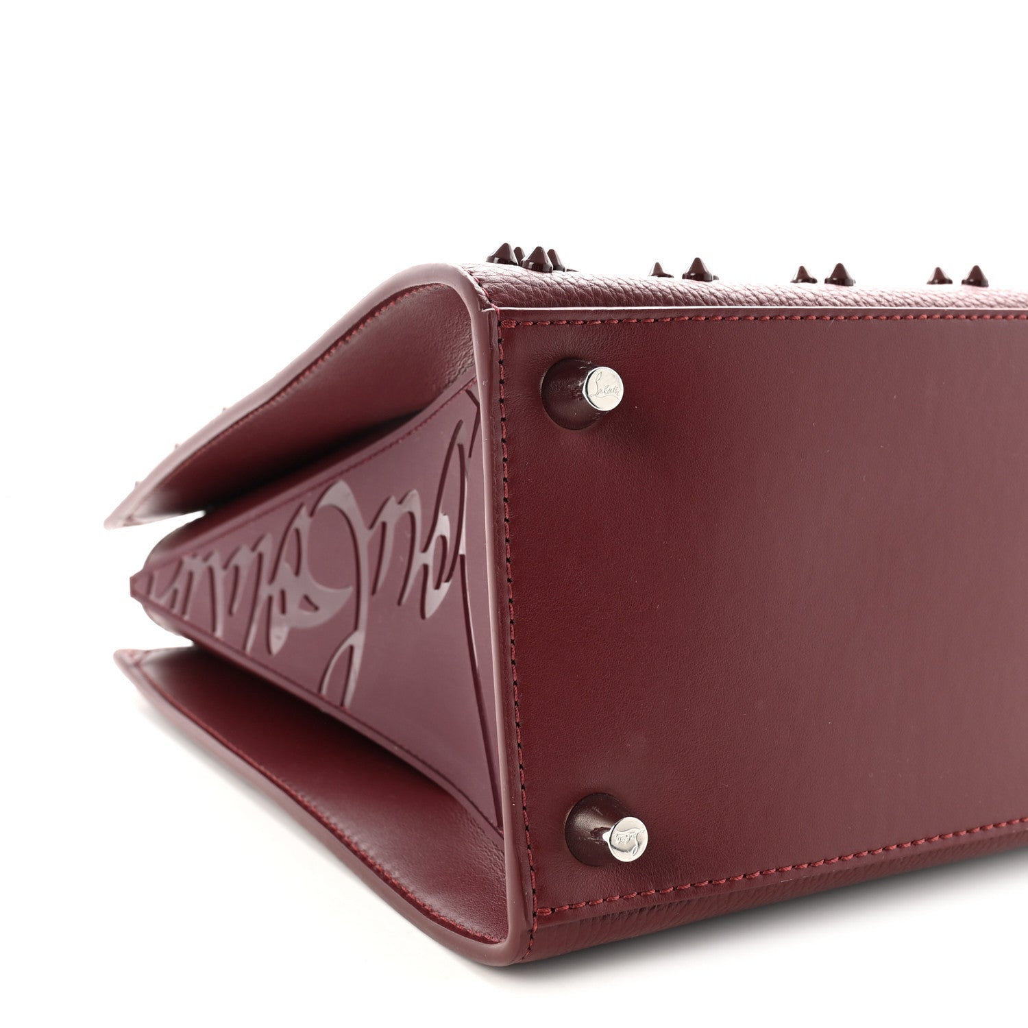 Christian Louboutin Calfskin Spikes Loubinthesky Medium Paloma Bordeaux 9 of 10