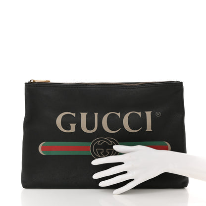 Gucci Pebbled Calfskin Large Logo Portfolio Clutch Black 4 of 16