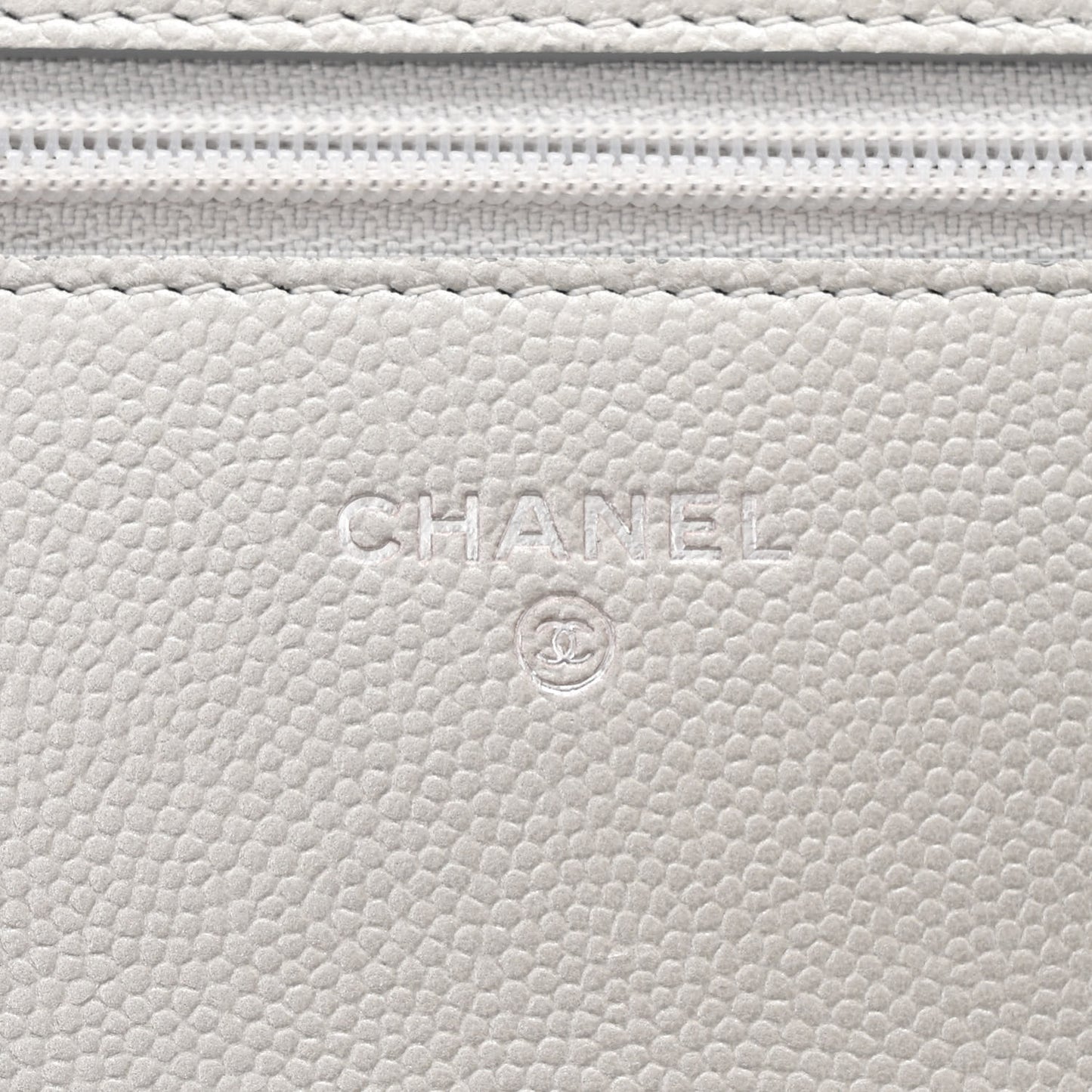 Metallic Caviar Quilted Boy Wallet On Chain WOC Silver