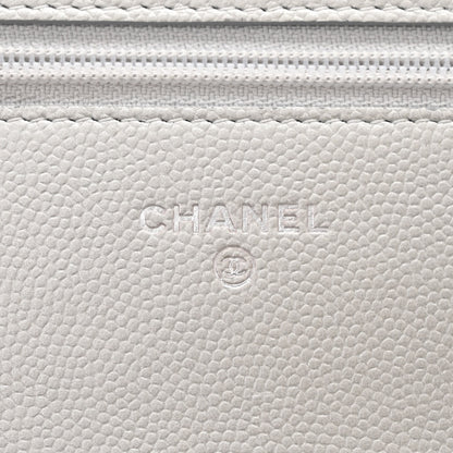 Chanel Metallic Caviar Quilted Boy Wallet On Chain WOC Silver 6 of 13