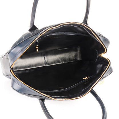 Chanel Lambskin Chevron Quilted Top Handle Bag Dark Navy 5 of 8