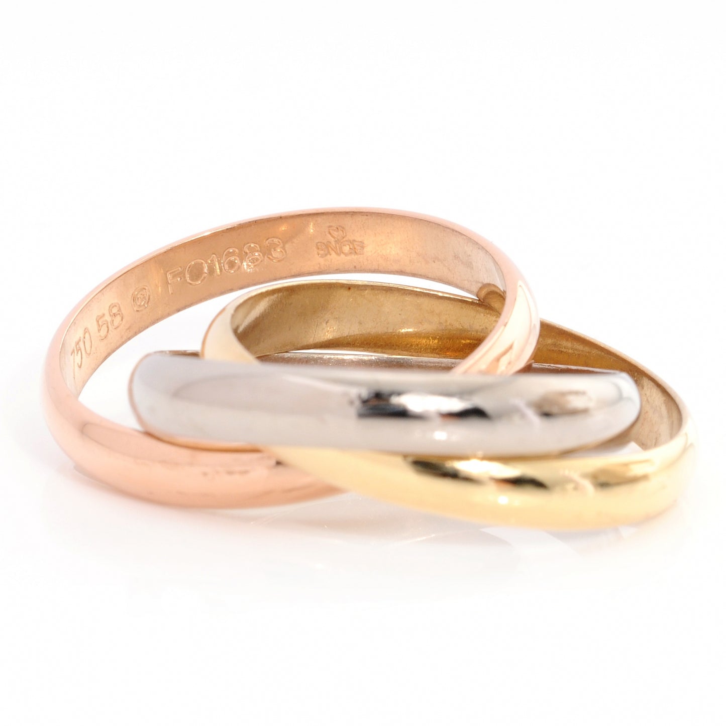 18k Pink Yellow White Gold Trinity Ring 54 7