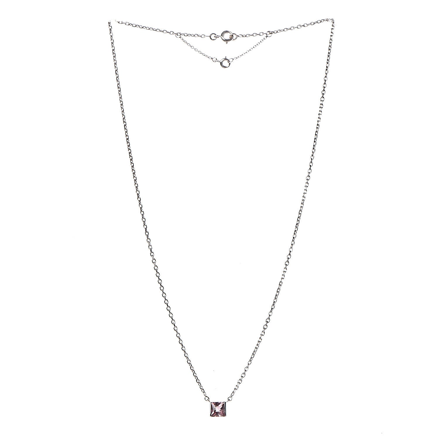 Cartier 18K White Gold Pink Tourmaline Tank Pendant Necklace 3 of 6