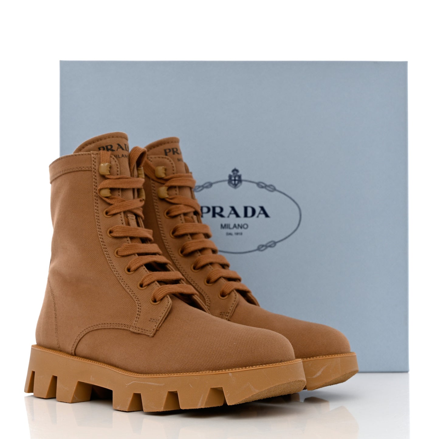 Washed Denim Rocksand 45mm Combat Boots 40 Kaki