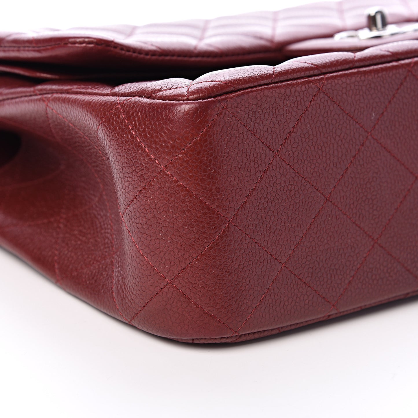 Caviar Quilted Jumbo Double Flap Dark Red