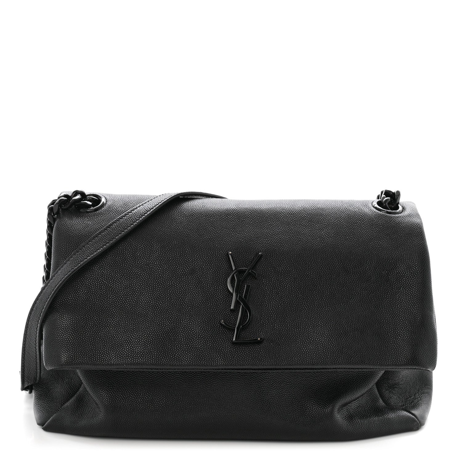 Saint Laurent Grain De Poudre Medium West Hollywood Monogram Fold-Over Black 1 of 14