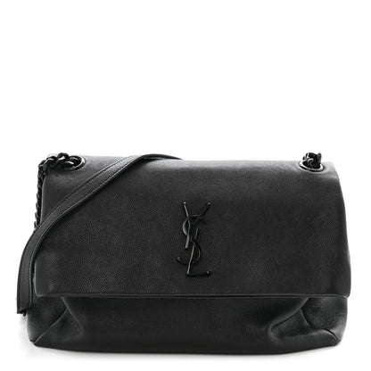 Saint Laurent Grain De Poudre Medium West Hollywood Monogram Fold-Over Black 1 of 14