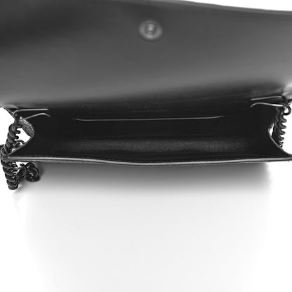 Balenciaga Shiny Calfskin Crocodile Embossed BB Phone Holder Wallet On Chain Black 5 of 11