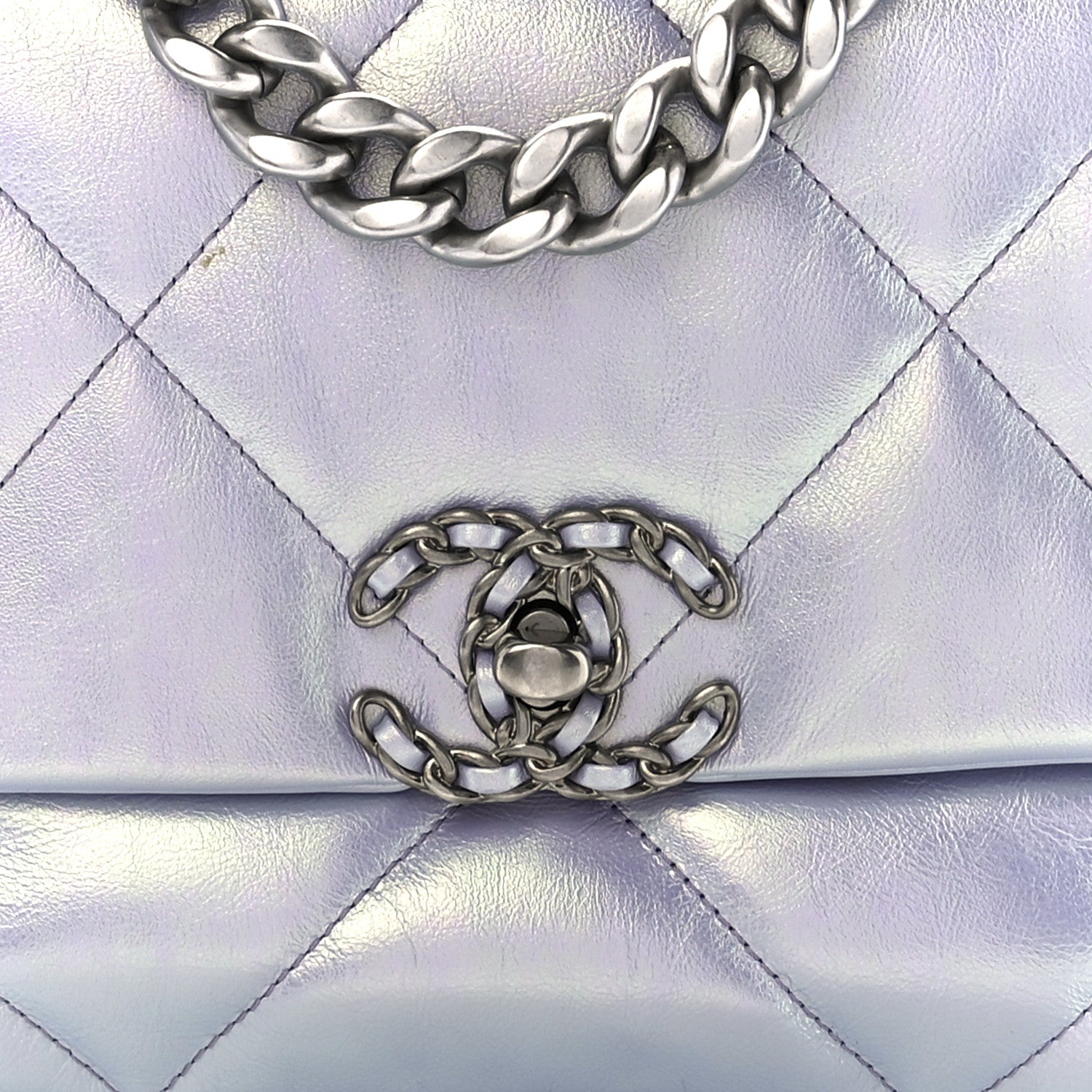 Chanel Iridescent Calfskin Quilted Medium Chanel 19 Flap Light Purple Blue 8 of 12