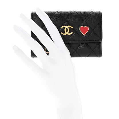 Chanel Caviar Quilted Enamel Coco Casino Flap Card Holder Wallet Black 2 of 10