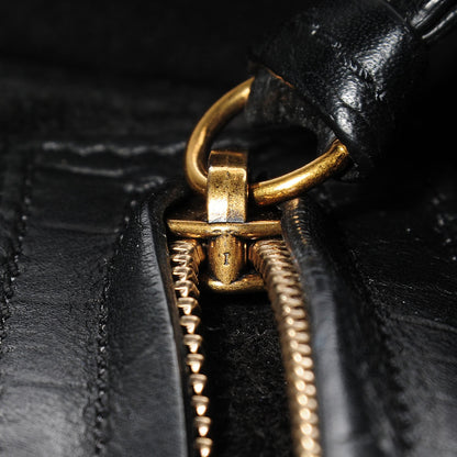 Celine Crocodile Embossed Calfskin Medium Phantom Luggage Black 9 of 9