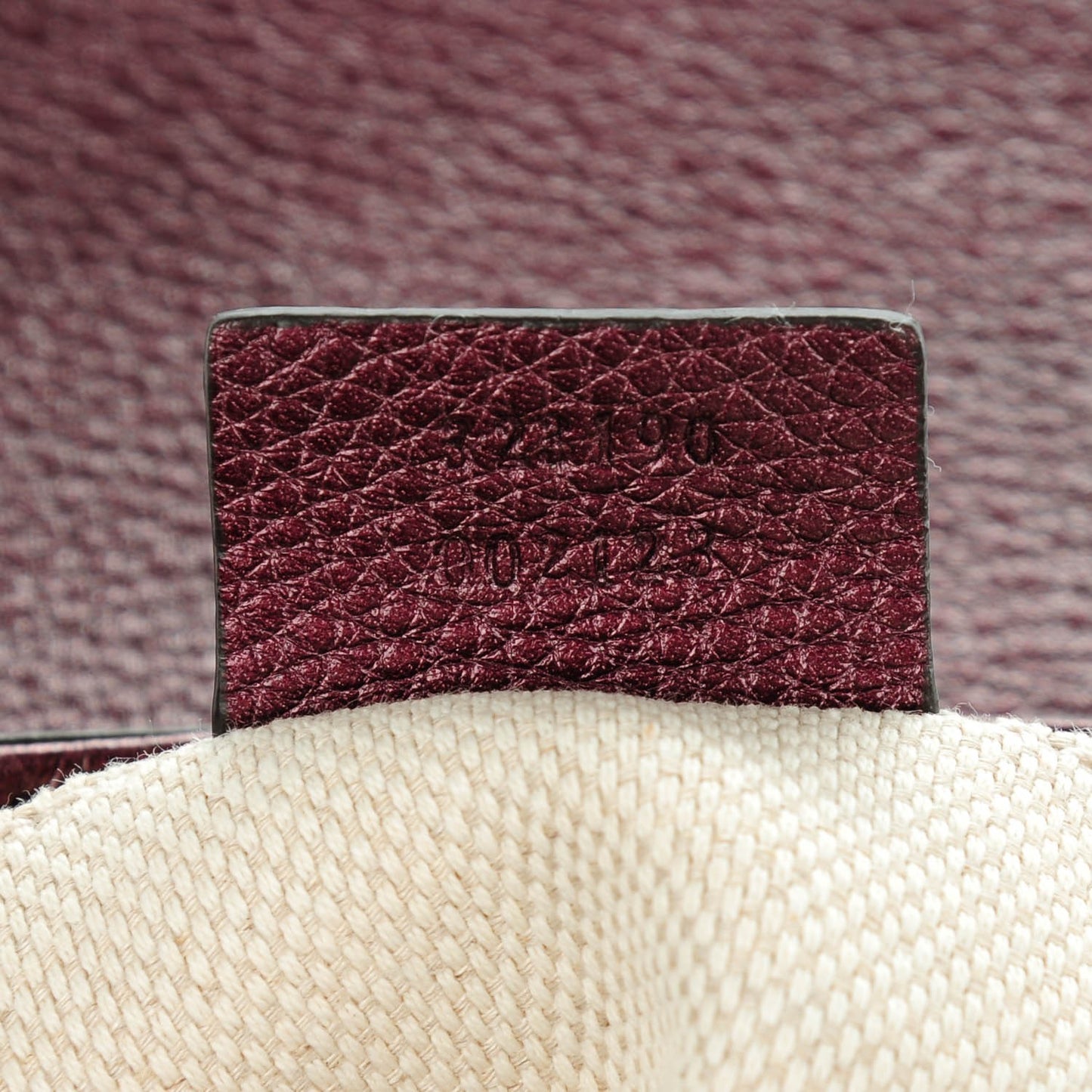 Metallic Pebbled Calfskin Small Soho Flap Crossbody Burgundy