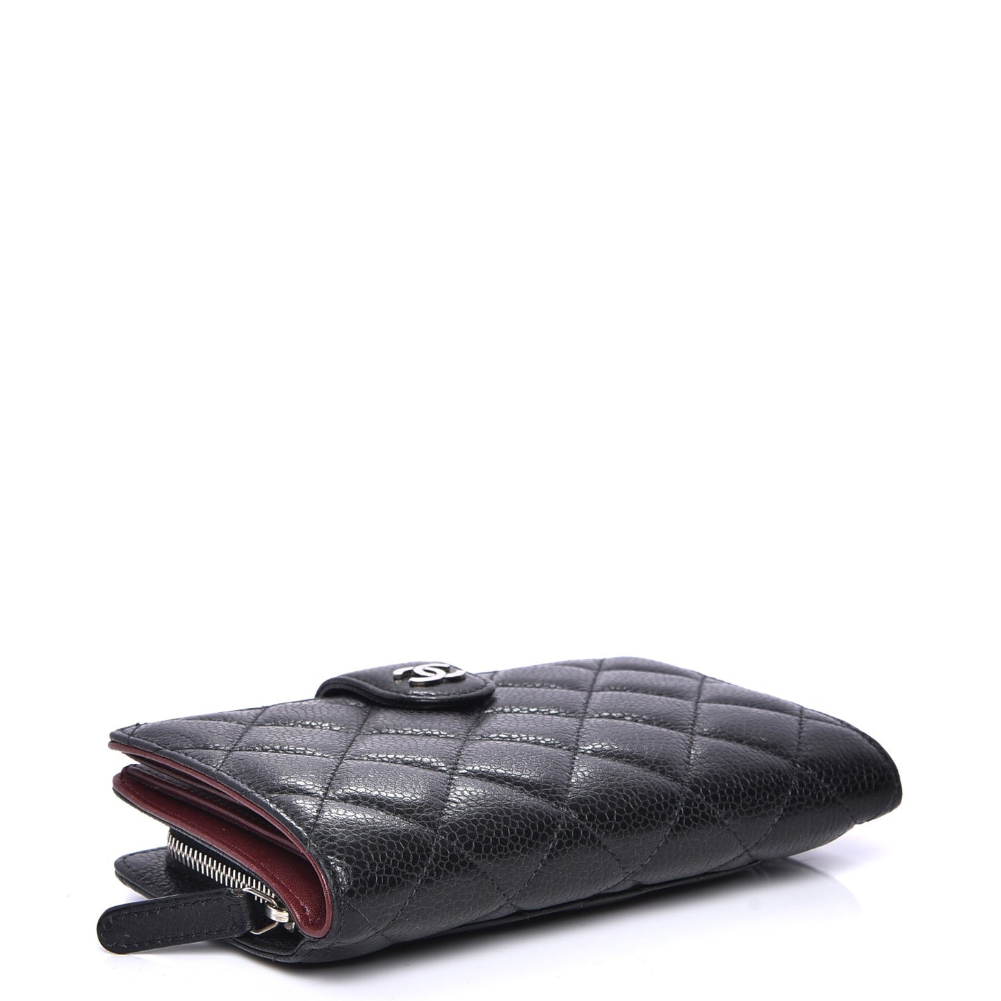 Caviar Quilted Zipped Pocket Wallet Black