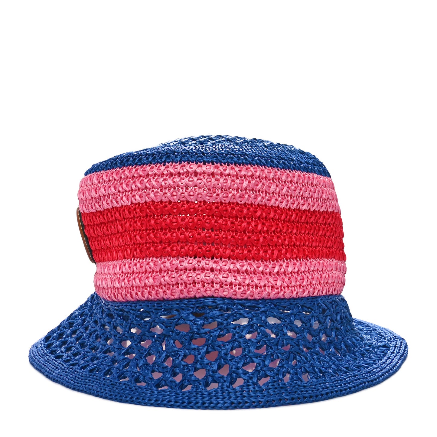 Raffia Effect Web Interlocking G Bucket Hat M Blue Multicolor