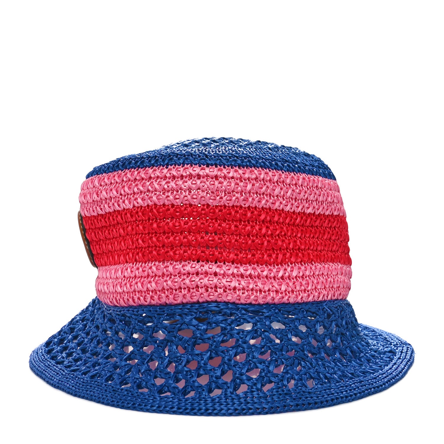 Gucci Raffia Effect Web Interlocking G Bucket Hat M Blue Multicolor 4 of 9