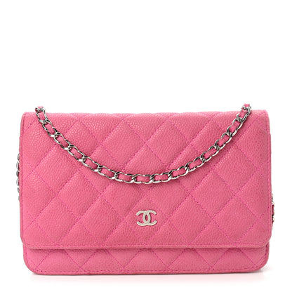 Chanel Iridescent Caviar Quilted Wallet on Chain WOC Pink 1 of 15