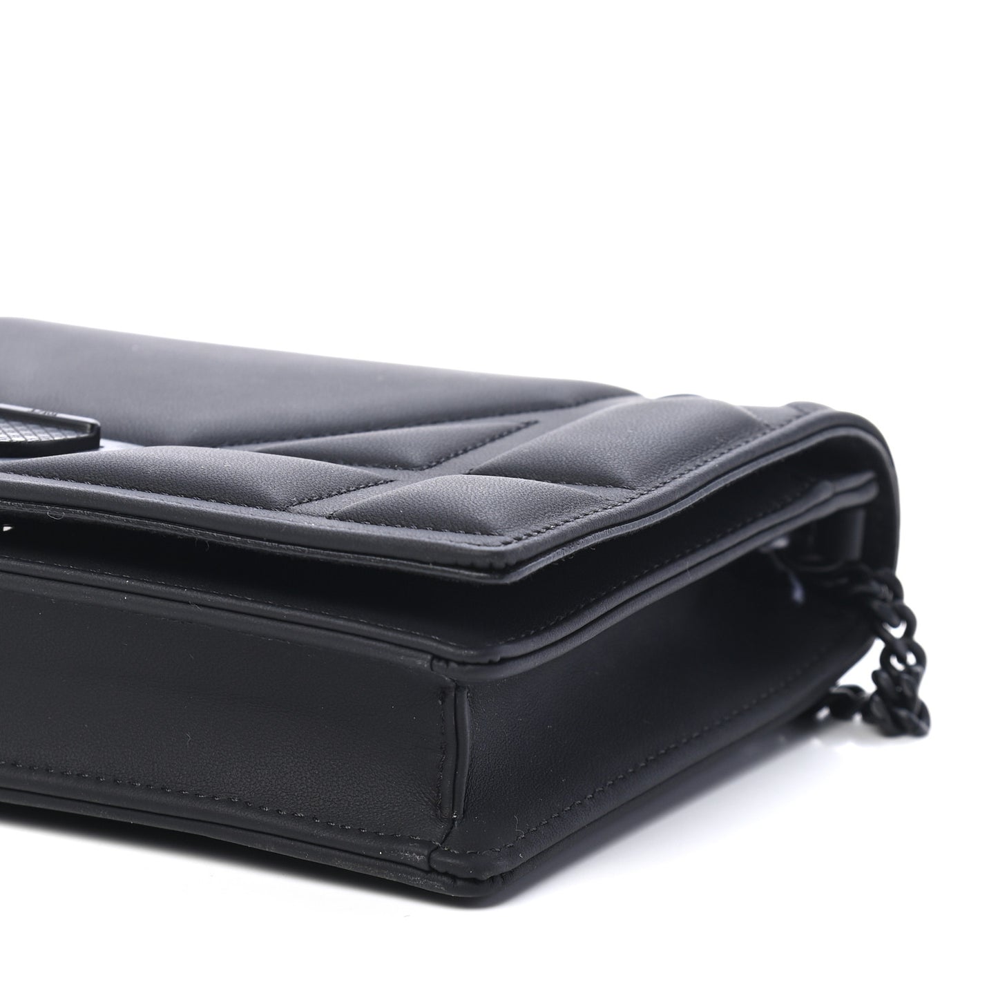 Ultra Matte Calfskin Diorama Wallet on Chain Pouch Black