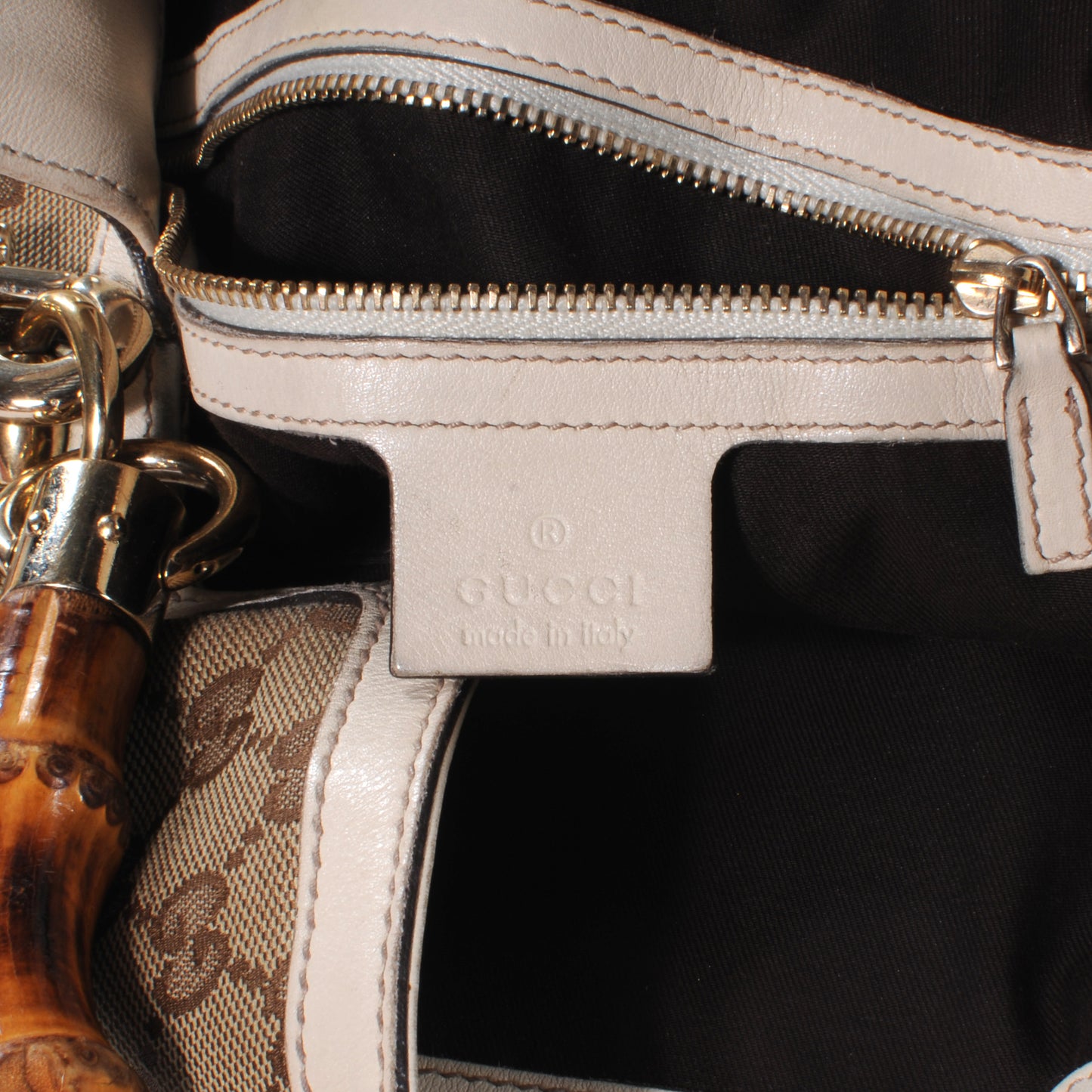 Monogram Bamboo Peggy Top Handle Bag White