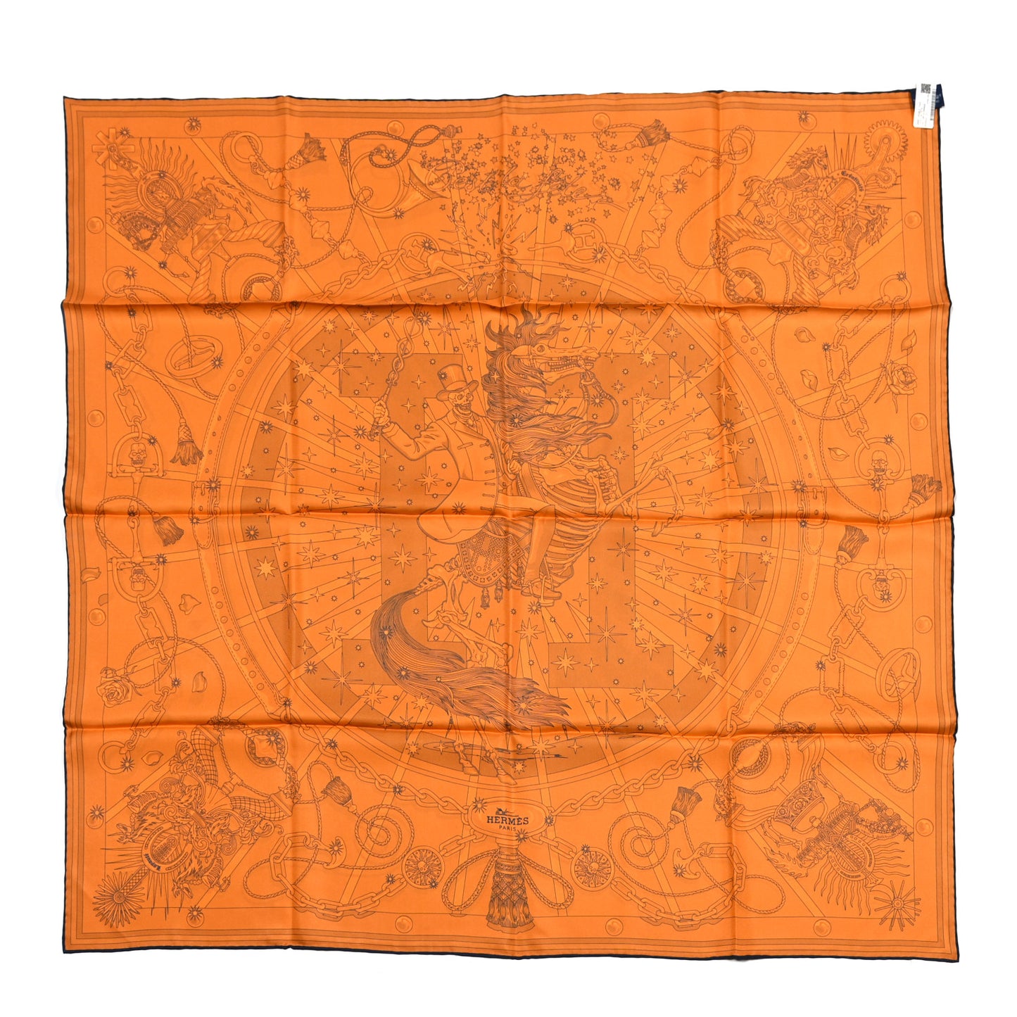Silk C'est La Fete Double Face Scarf 90 Ciel Gris Orange