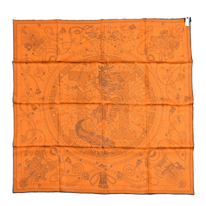 Hermes Silk C'est La Fete Double Face Scarf 90 Ciel Gris Orange 2 of 7