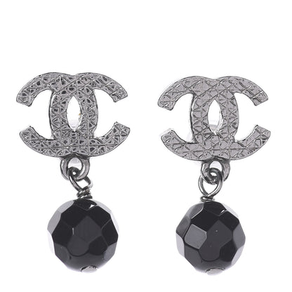 Chanel Ruthenium Bead CC Drop Earrings Black 1 of 3