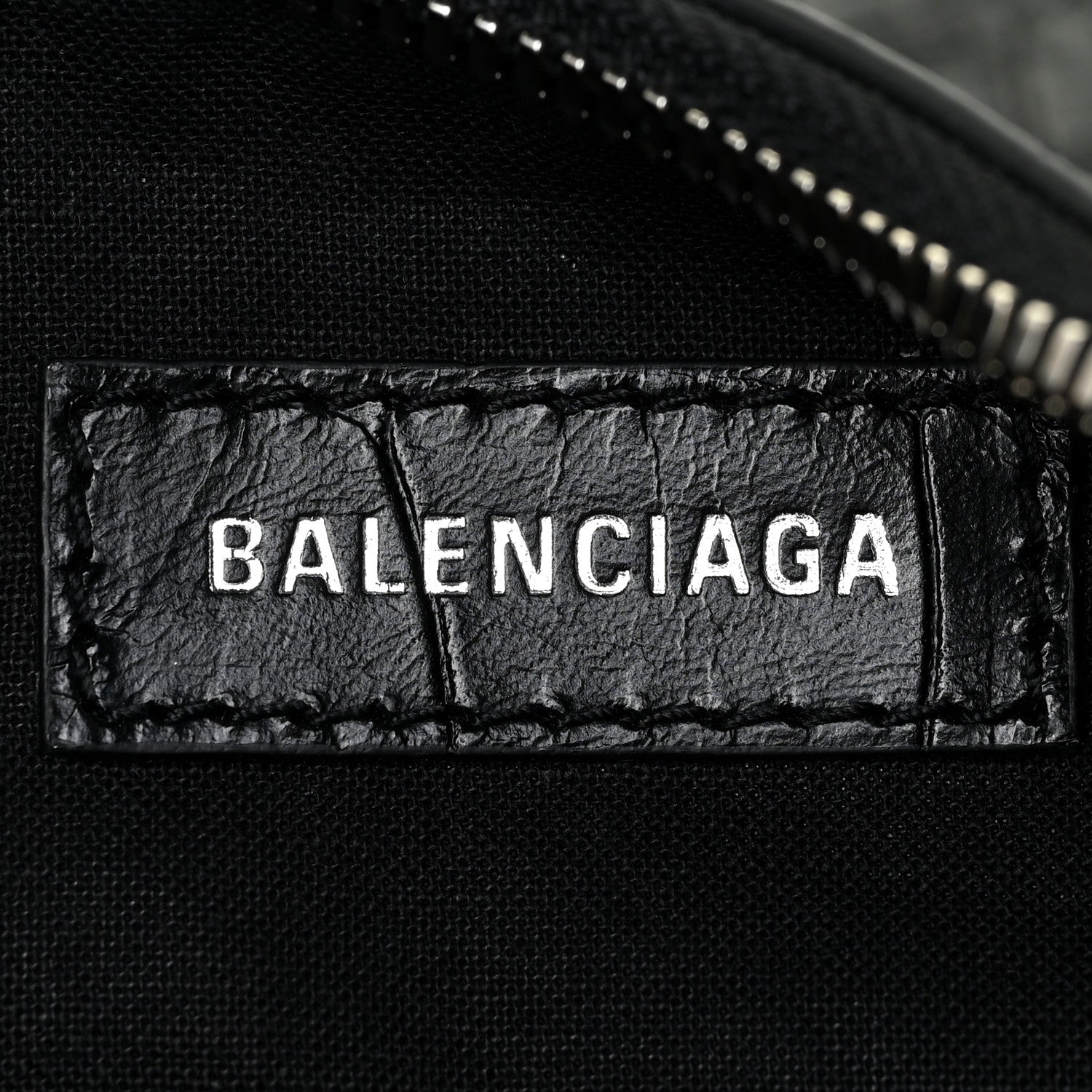 Balenciaga Extra Supple Calfskin Crystal Crocodile Embossed Le Cagole Shoulder Bag XS Black 7 of 10