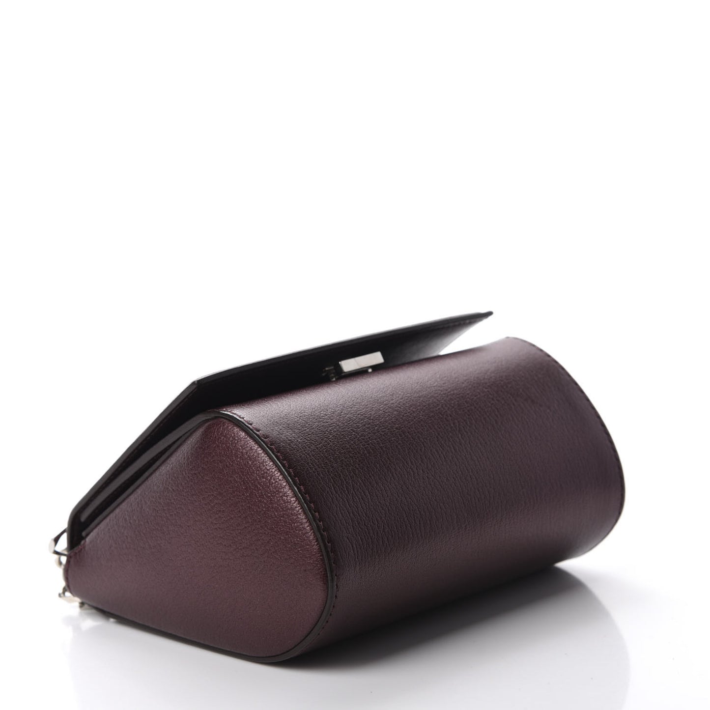 Textured Calfskin Mini Pandora Box Chain Crossbody Bag Oxblood