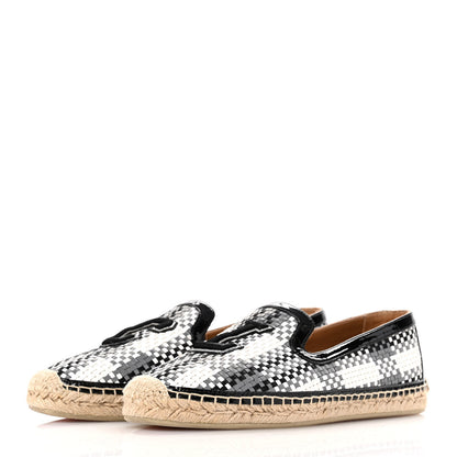 Christian Louboutin Patent Calfskin Reflective Tresse Nanou Ivy Orlato Espadrilles 39 White Black Grey 4 of 12