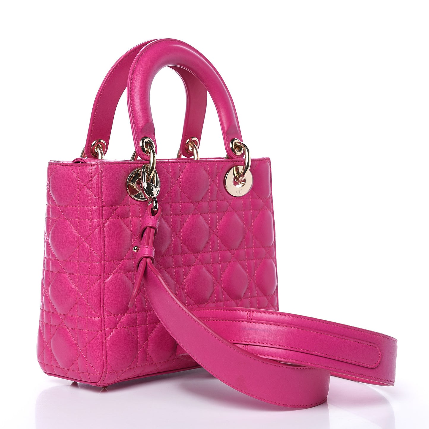 Lambskin Cannage Small Lucky Badges My Lady Dior Magenta