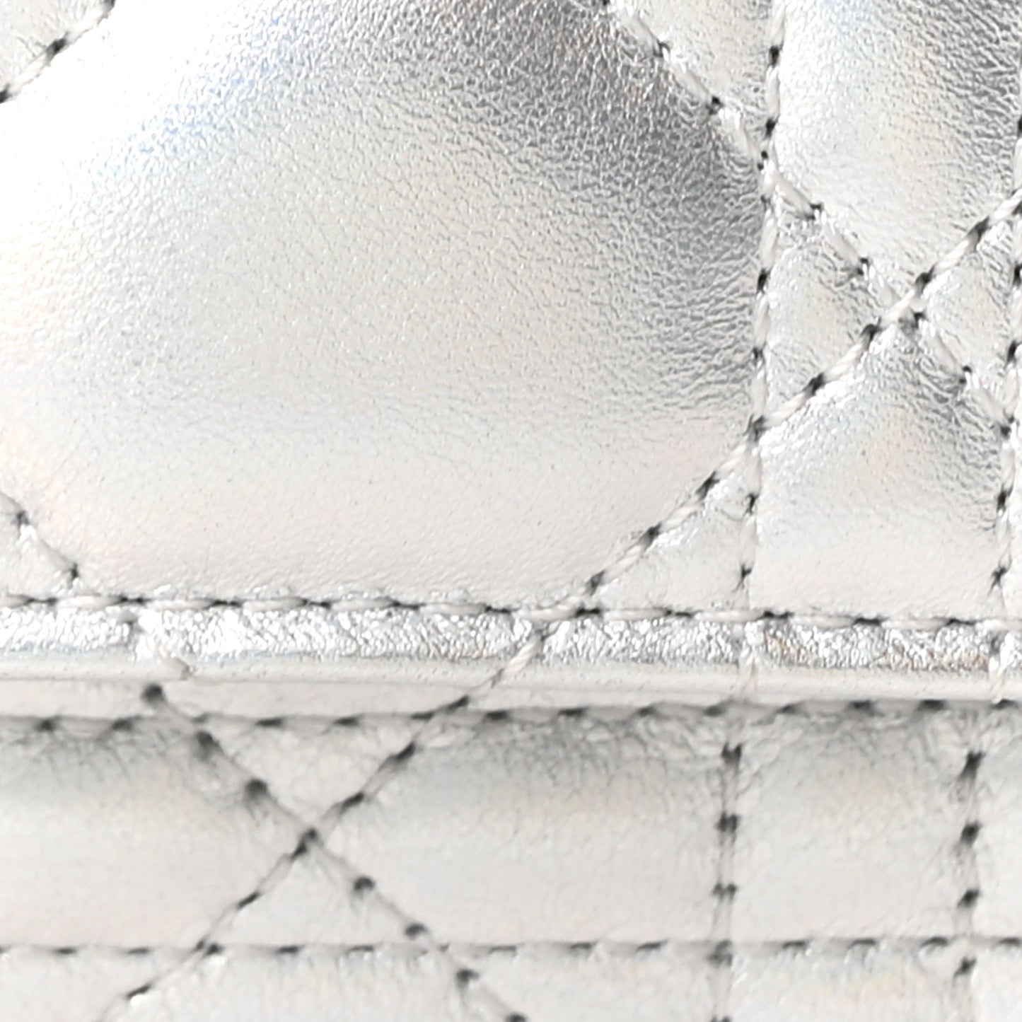 Iridescent Metallic Lambskin Cannage Mini My Dior Bag Silver