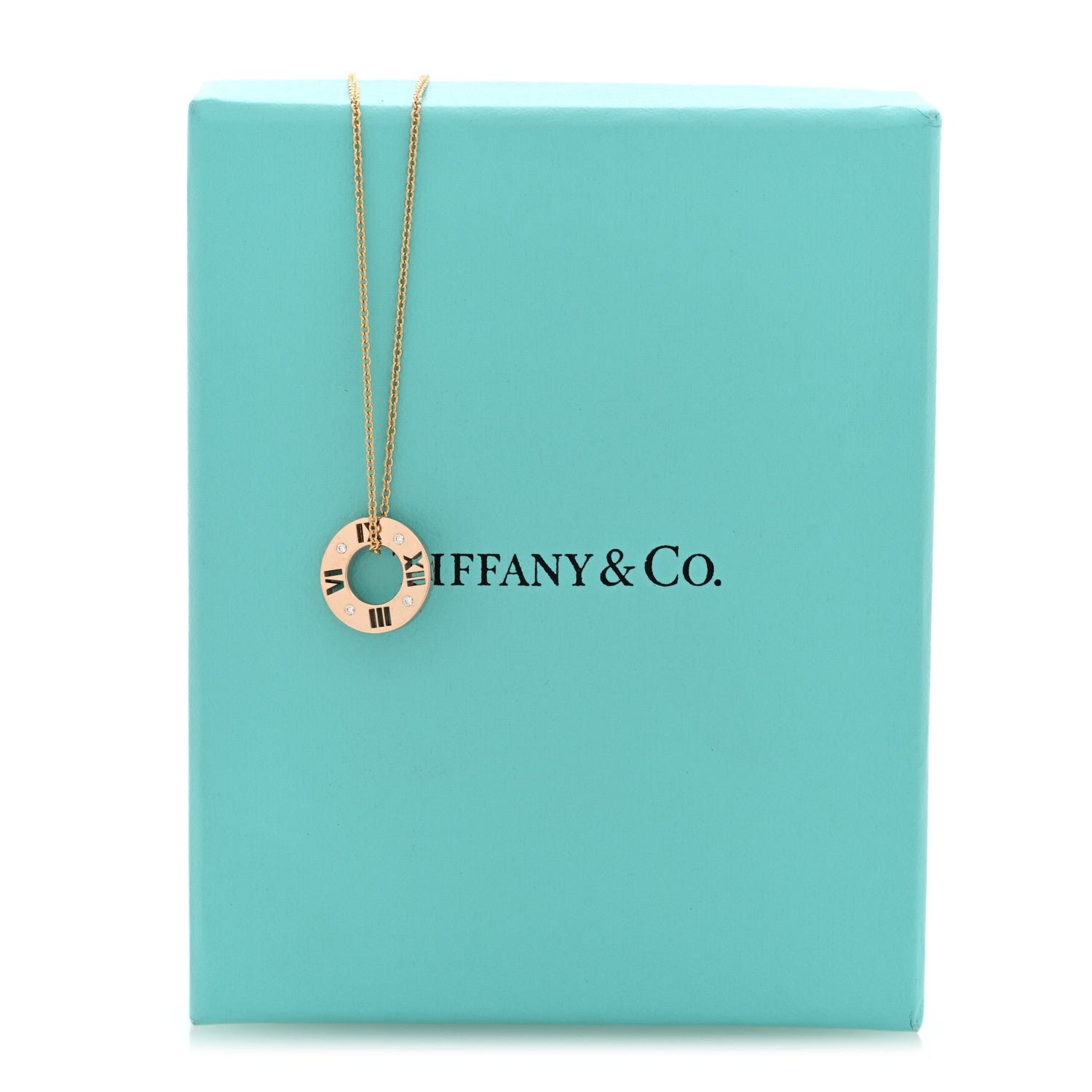 Tiffany 18K Rose Gold Diamond Atlas Pierced Pendant Necklace 5 of 5