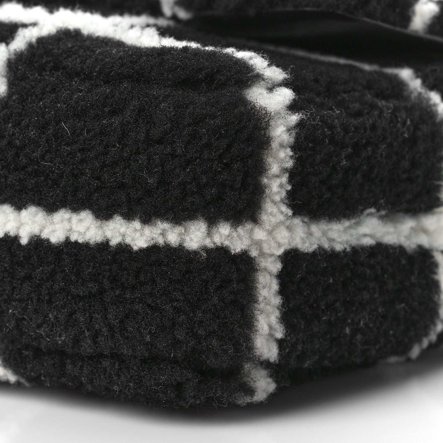 Chanel Shearling Lambskin Large Fluffy Tartan Single Flap Black White 8 of 9