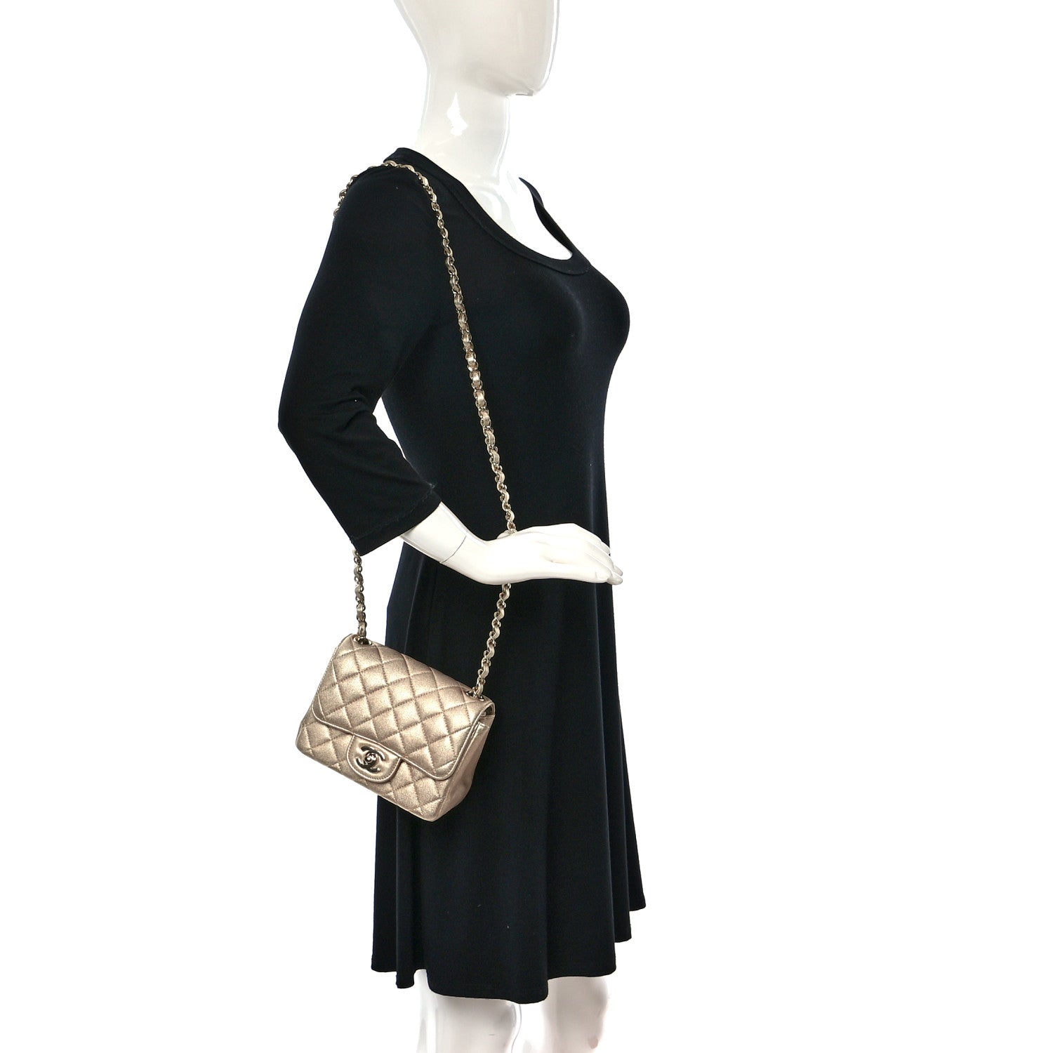 Chanel Metallic Lambskin Quilted Mini Square Flap Gold 2 of 9